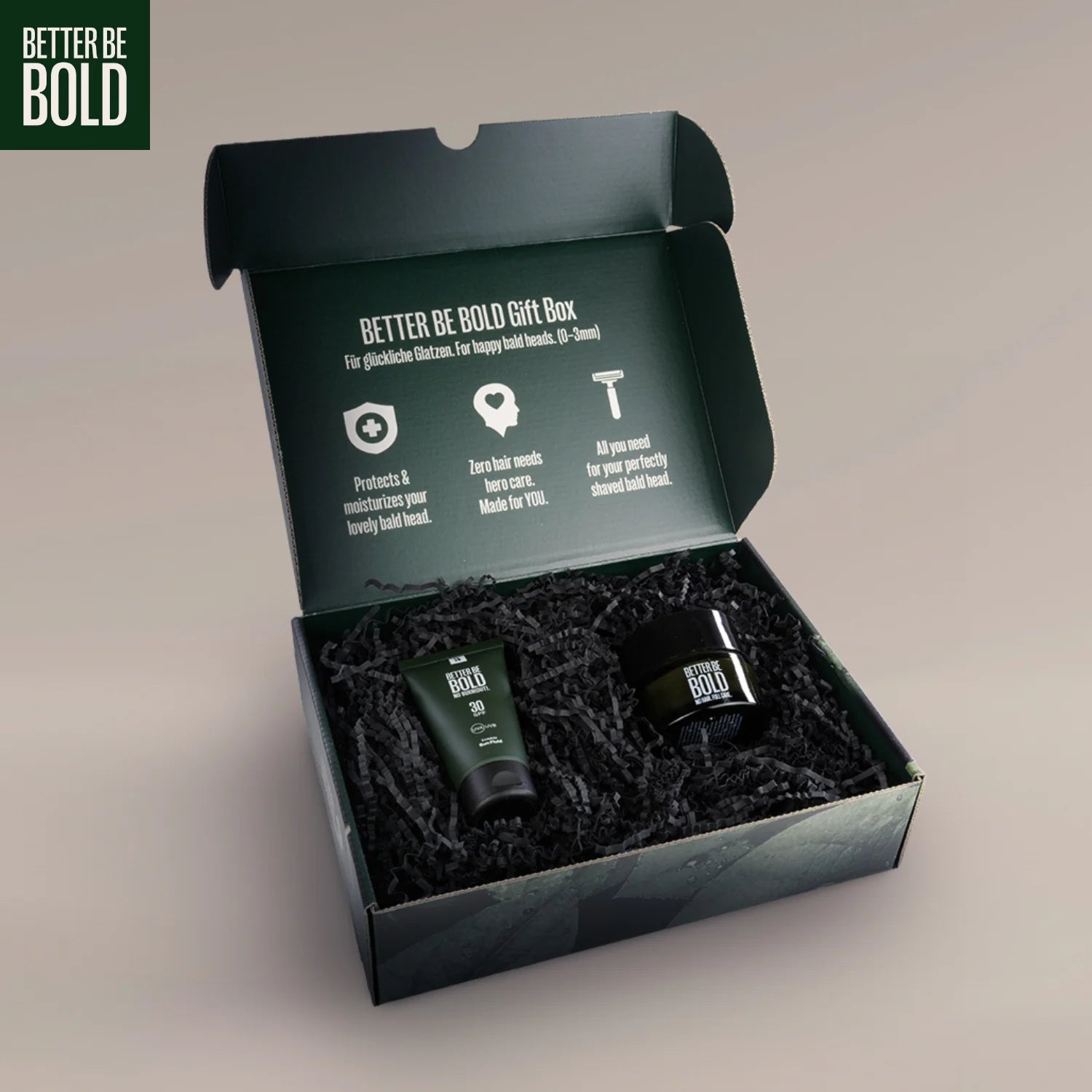 Gjafabox fyrir skallana - Bald Cream & No Burn(out) - Skallakrem og Sólarvörn