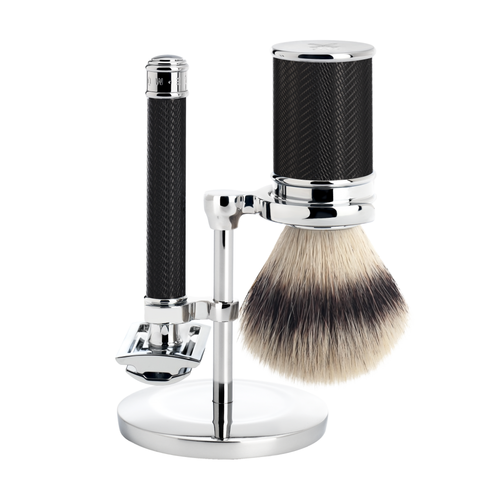 Raksett - Traditional - Black Chrome - Silvertip Fiber hár