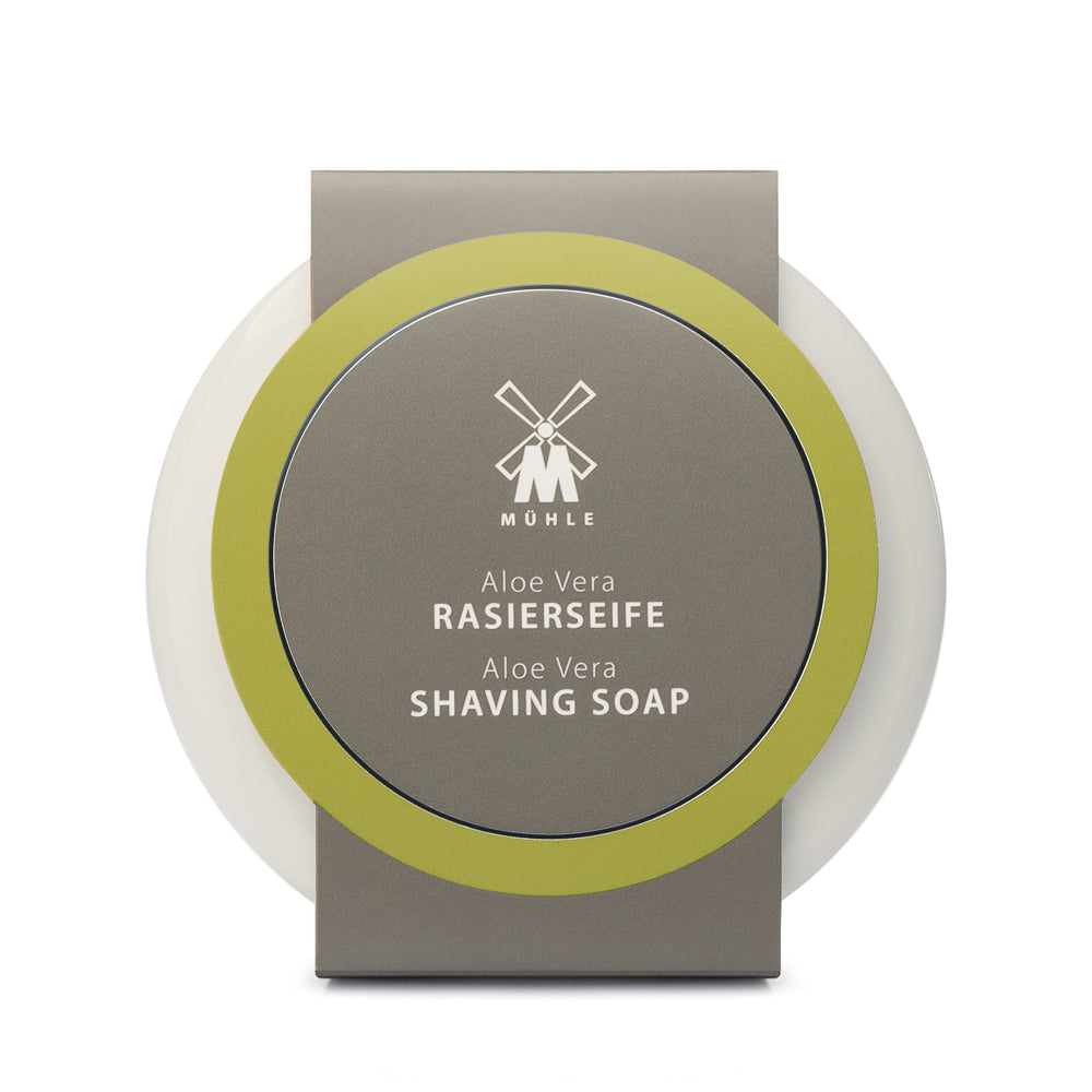 Shaving Soap - Aloe Vera - Raksápa í postulínsskál