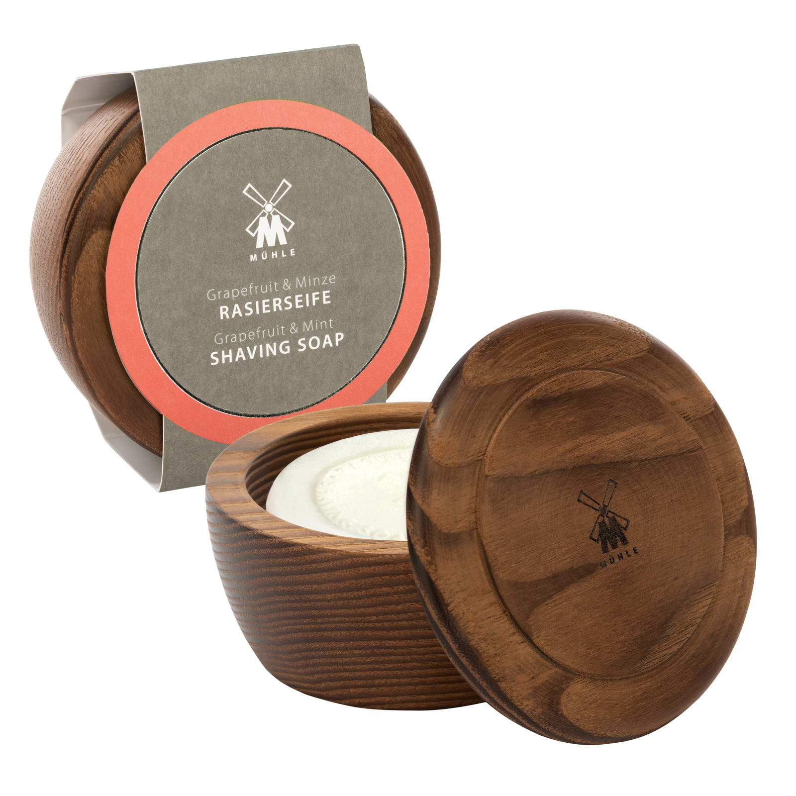 Shaving Soap - Greip og Minta - Raksápa í viðarskál