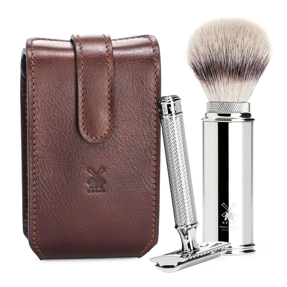 Travel Set - Ferðasett - Brún leðurtaska