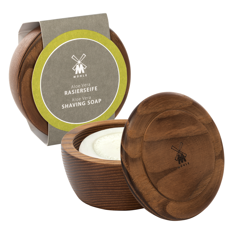 Shaving Soap - Aloe Vera - Raksápa í viðarskál